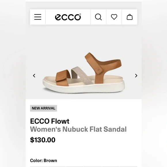 Ecco Flowt Tan and Cream Sandals- size EU 40 (US 9-9.5) - Picture 7 of 9